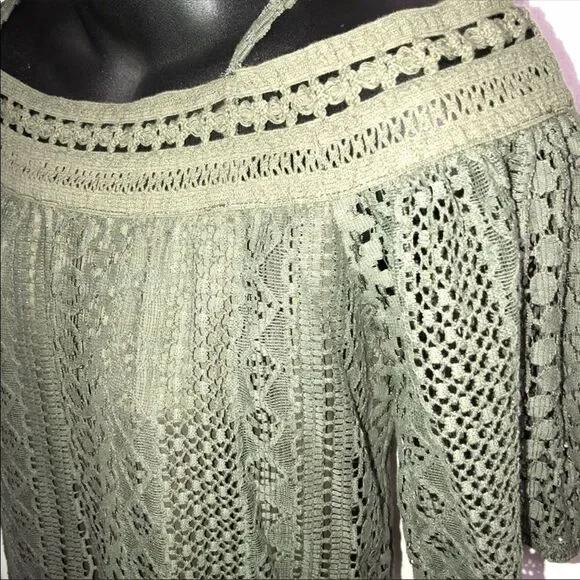 LACE top olive green Sage lace Retail $47 NWT - Picture 7 of 7